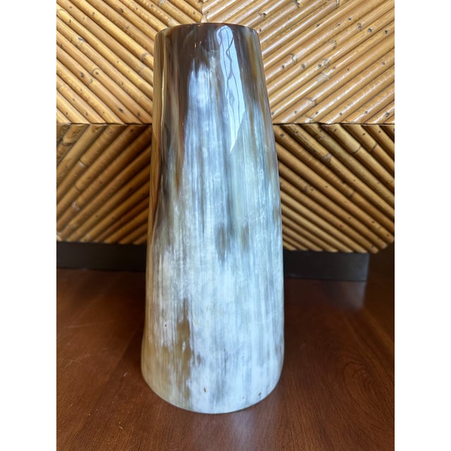 Mid-Century Modern Vintage Italian Natural Horn Vase -Extra Large For Sale - Image 3 of 12