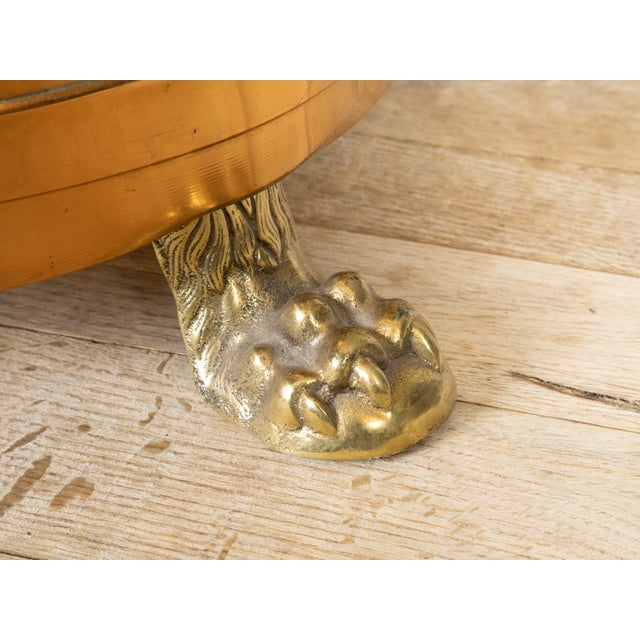 Brass English Turn of the Century 1900s Copper and Brass Planter with Lion Paw Feet For Sale - Image 8 of 10