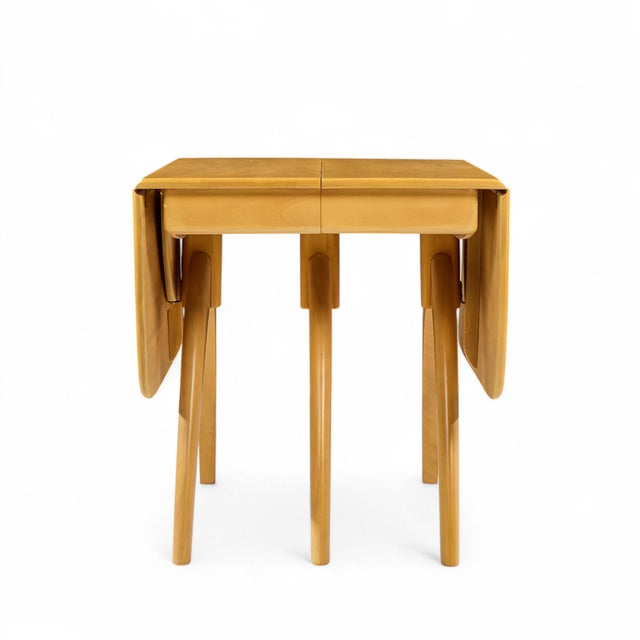 Heywood-Wakefield Heywood Wakefield Mid Century Wheat Wishbone Expanding Dining Table With 2 Leaves For Sale - Image 4 of 16