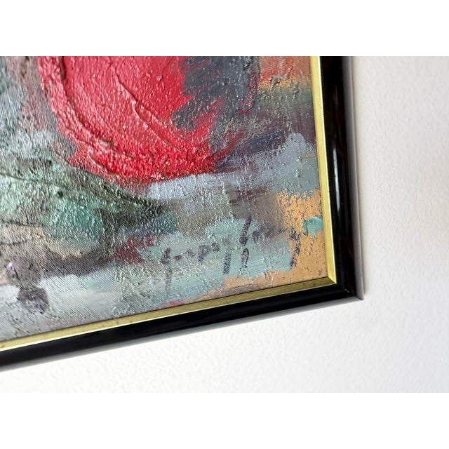 1970s Vintage Gasper Gunhz Modernist Still Life Fruits Oil on Canvas Painting, Framed For Sale - Image 10 of 11
