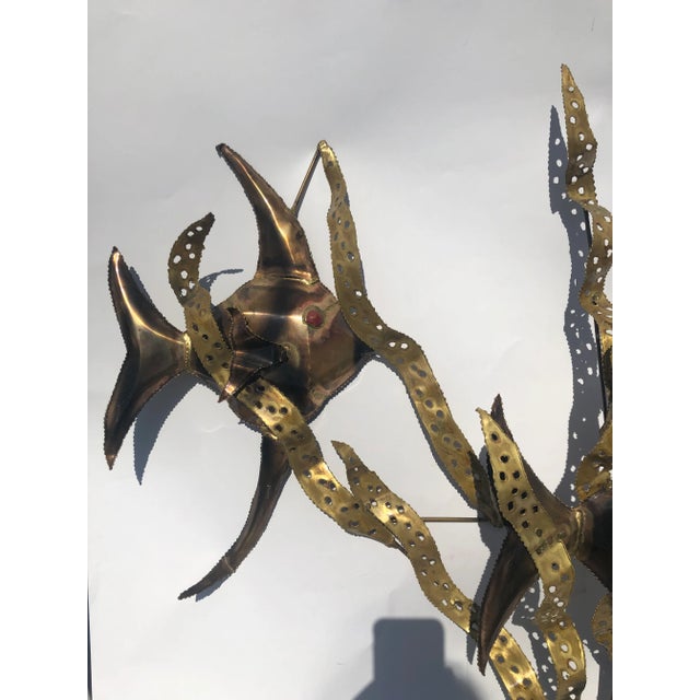 Mid Century Modern Metal Wall Art Fish & Seaweed For Sale - Image 4 of 7