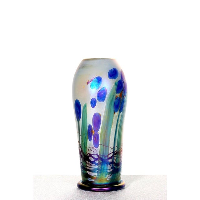 Blue Iridescent Vase by Richard Rooze, 2014 For Sale - Image 8 of 12