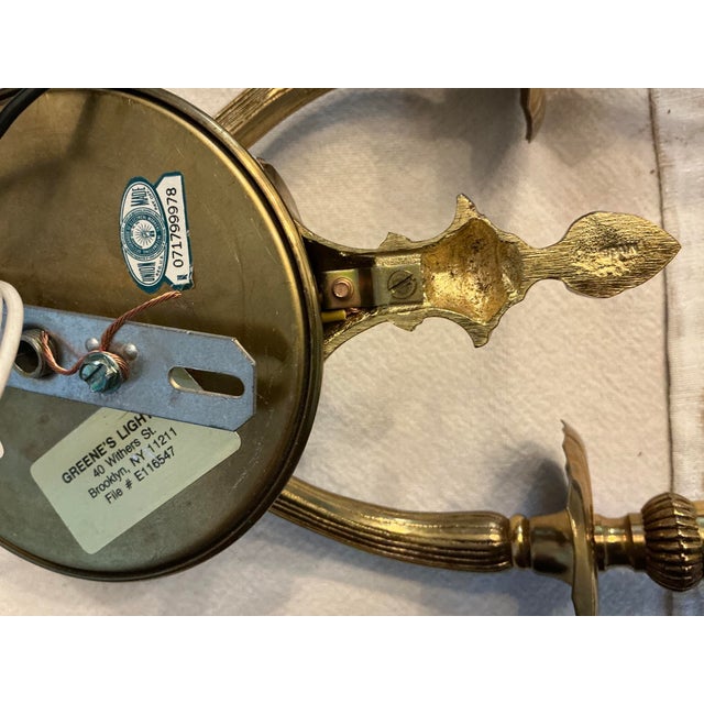 Vintage Greene's Nyc Lighting Mid-Century Solid Spanish Brass Ornate Wall Sconces - Pair For Sale - Image 9 of 10