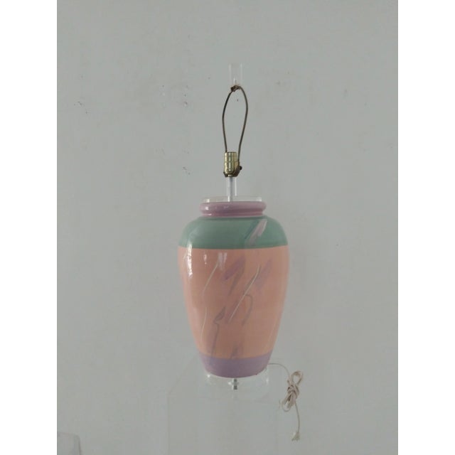 Metal Vintage 1980s Ceramic and Lucite Lamp For Sale - Image 7 of 13