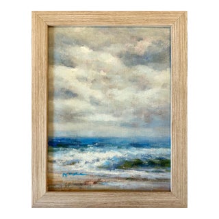 Seascape Ocean Waves Dramatic Stormy Impressionist Coastal Original Oil Painting by H. Cole For Sale