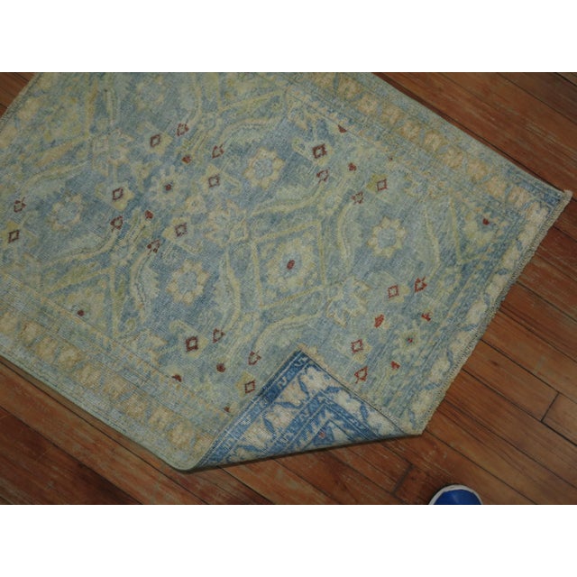 Early 20th Century Early 20th Century Zabihi Collection Powder Blue Persian Malayer Square Mini Rug - 2'5" x 2'10" For Sale - Image 5 of 8