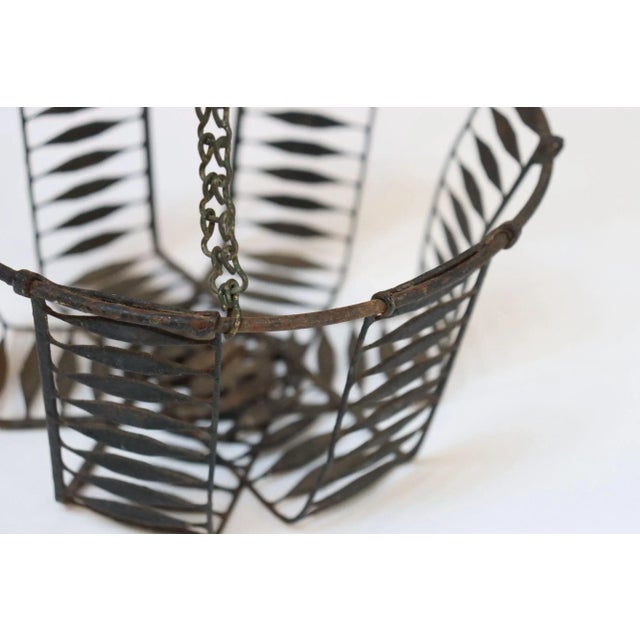 Antique American Primitive Hanging Wire Egg Basket / Planter For Sale - Image 11 of 18