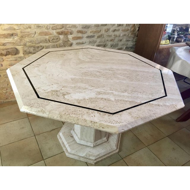 Italian Travertine Dining Table, 1976 For Sale - Image 9 of 15