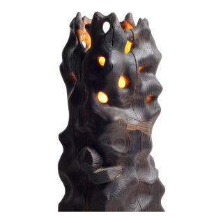 Reclaimed Yakisugi Wood Table Lamp - Volcano Lamp | Melting Series by Gabor Gobi For Sale