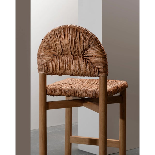 Grace Counter Stool, Woven Rush/Oak For Sale - Image 6 of 11