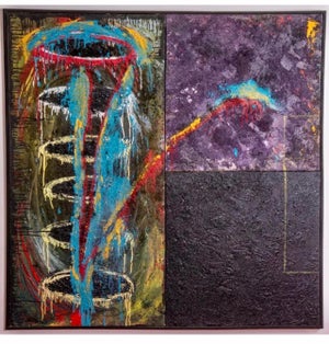 Juan Suarez, Large Spanish Contemporary Art Juan Suarez Abstract Bold Painting Triptych Group, 1988