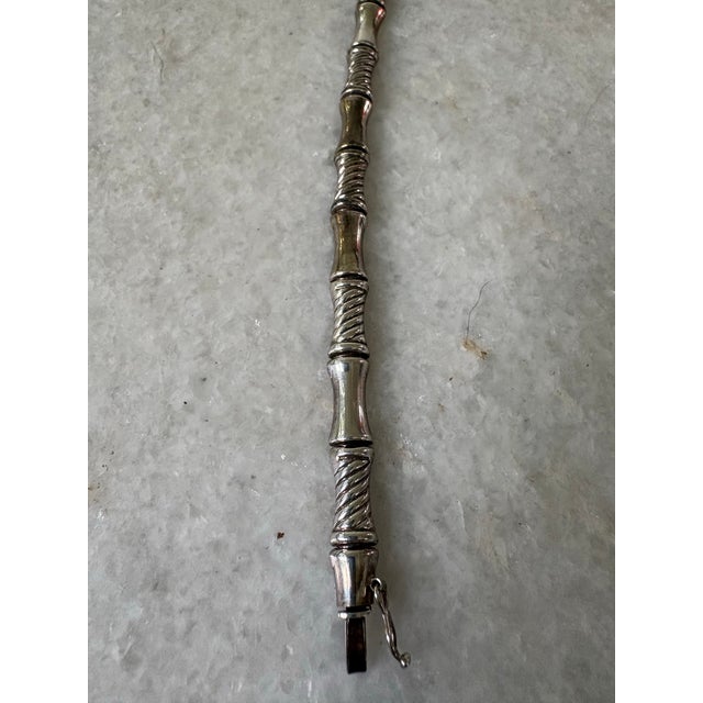 Sterling Silver Bamboo Link Bracelet For Sale - Image 4 of 6