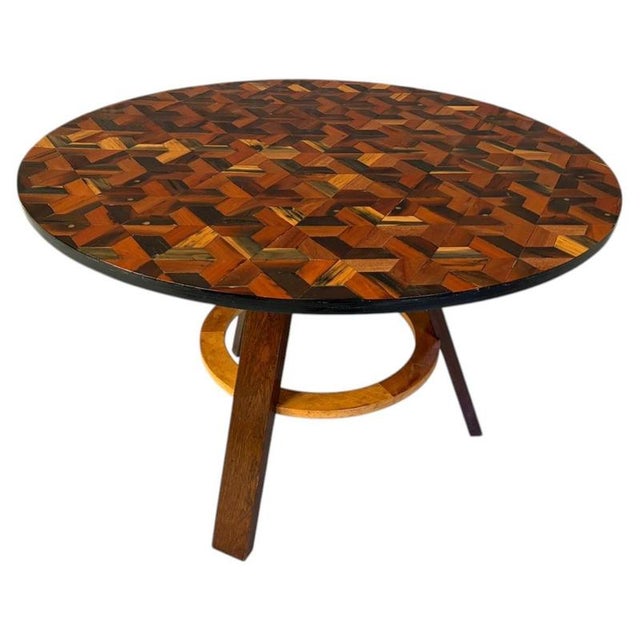 French Art Deco Marquetry Center Table, 1930s For Sale - Image 11 of 11