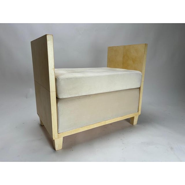 Cream Art Deco Style Parchment Poufs, France, 1970s, Set of 2 For Sale - Image 8 of 10