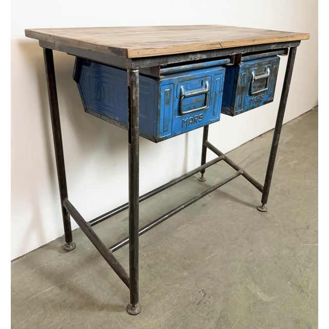Wood Vintage Industrial Worktable, 1960s For Sale - Image 7 of 18