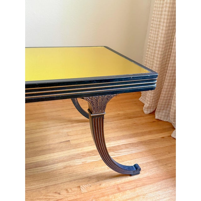 Early 1900s Citron Gold Mirror Top and Ebony Walnut Empire Coffee Table For Sale In Dallas - Image 6 of 17