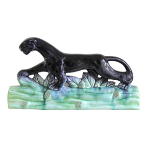 Mid-Century Modern Black Panther Ceramic Tv Lamp Base