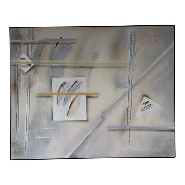 Large - 1980's Vintage Caselli Mixed Media - Impasto Expressionist Abstract Painting For Sale