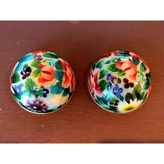 Early 20th Century Pair of Early Japanese Plique-a-Jour Bowls from Nagoya For Sale - Image 5 of 12