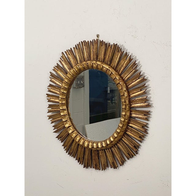 Spanish Gilt Sunburst or Starburst Mirror (Diameter 25) For Sale - Image 4 of 11