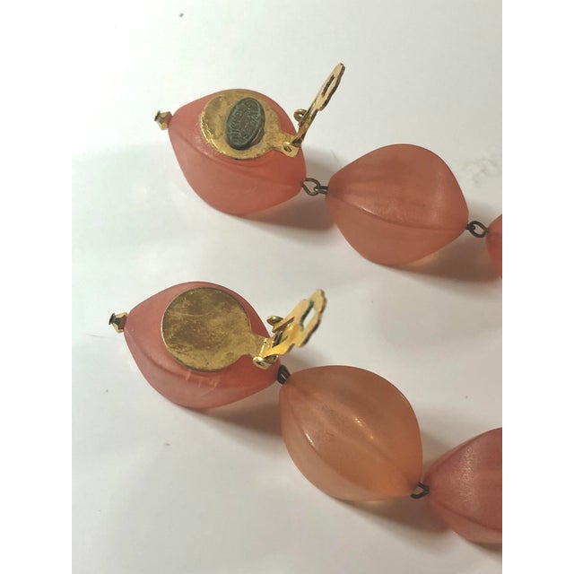 1970s 1970s Peach Lucite Long Dangle Drop Earrings - Set of 2 For Sale - Image 5 of 8