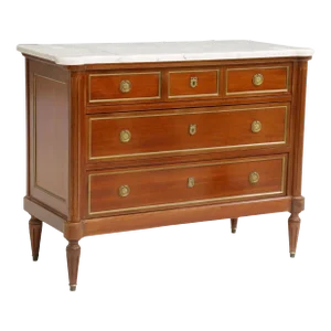 Early 20th Century French Louis XVI Style Mahogany Marble Commode