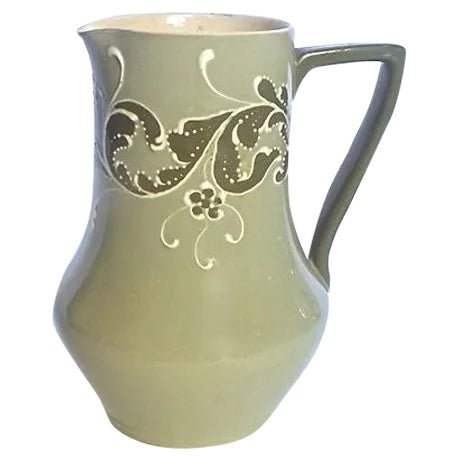 Antique English Esso Faience Leaf Pitcher For Sale