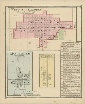Antique Map of West Alexandria, Manchester and Enterprise, 1871