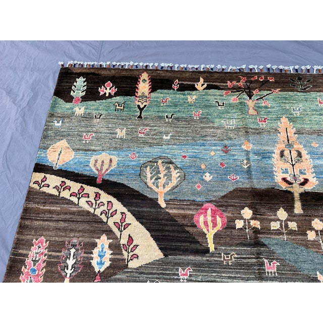 Landscape Gabbeh Hand-Knotted Wool Rug - 7'9" X 5'9" For Sale - Image 12 of 15