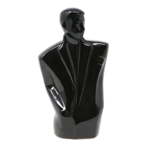 1980's Postmodern Black Ceramic Male Figure