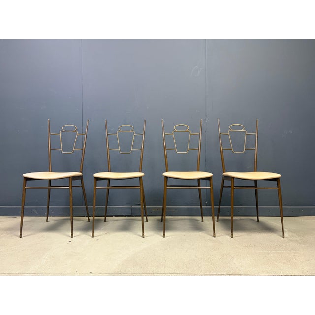 Mid-Century Modern Italian Brass Dining Chairs, 1950s, Set of 4 For Sale - Image 6 of 14