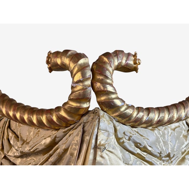 Gold George Iii, Mahogany, Gilt-Wood, Silk, Canopy Bed, England C. 1880s For Sale - Image 8 of 18