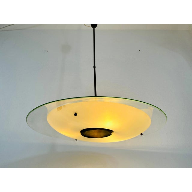 Mid-Century Italian Brass and Glass Ceiling Lamp, 1950s For Sale - Image 11 of 13