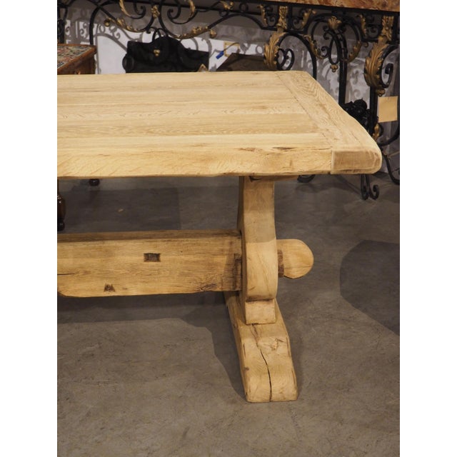 Antique French Bleached Oak Beam Stretcher Dining Table, Late 19th Century For Sale - Image 12 of 18