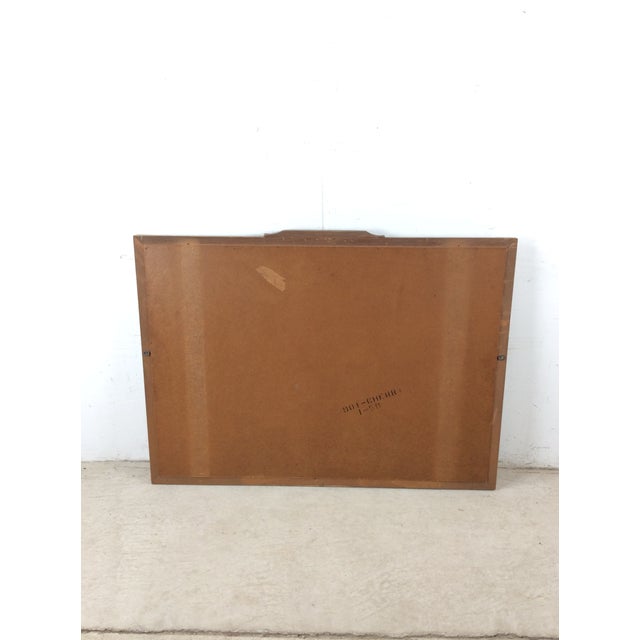 Brown Mid Century Modern Long Rectangular Wall Mirror With Brass Accented Wood Frame For Sale - Image 8 of 15