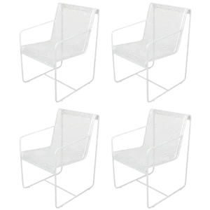 Maurizio Tempestini Style White Lacquer Iron Frame and Mesh Chairs - Set of 4