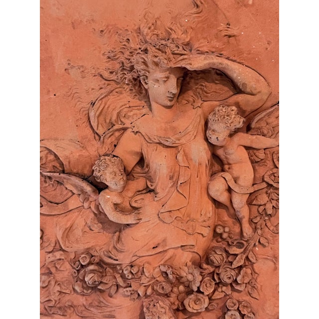 Sculpture Materials Italian Neoclassical Terracotta Relief Plaque of the Goddess Flora, Circa 1910 For Sale - Image 7 of 12