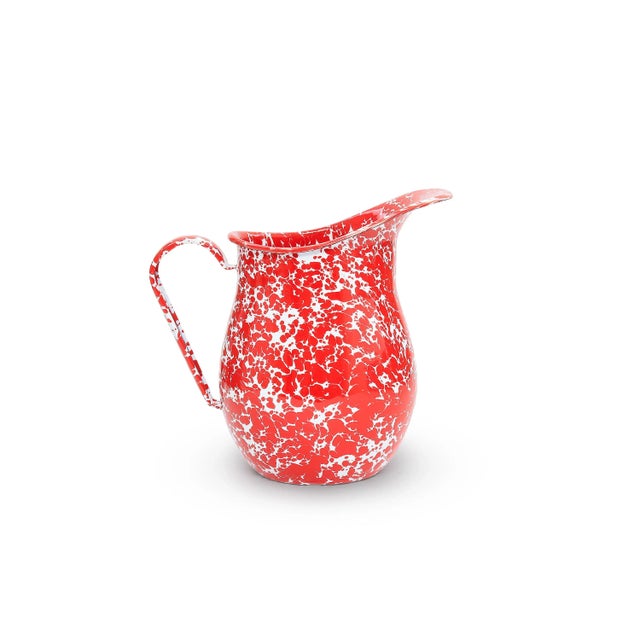 Crow Canyon Home Splatterware, Large Pitcher in Red & White For Sale - Image 4 of 4