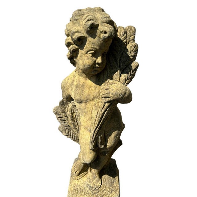 English Four Season Cherub Statues in Stone, Set of 4 For Sale - Image 13 of 18