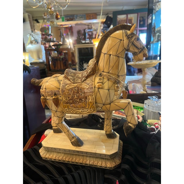 Bone Vintage Chinese Tessellated Bone Horses Tang Dynasty Style For Sale - Image 7 of 13