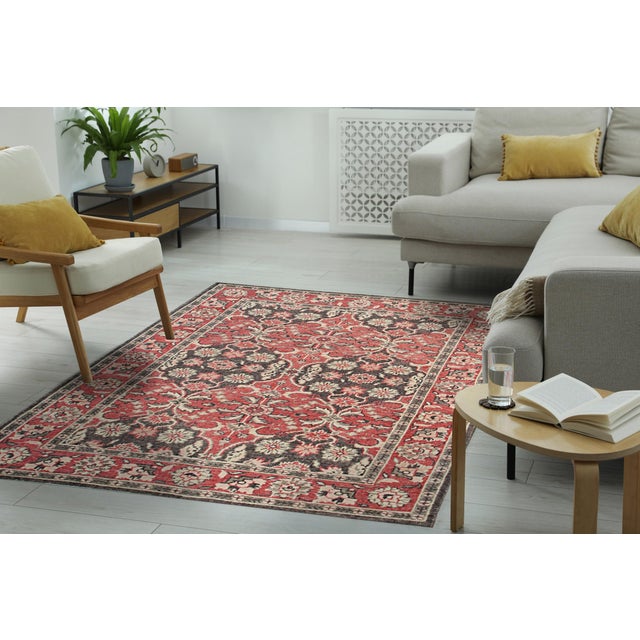 6x9 Majestic Classic Coral Modern Floral Hand Knotted Wool Carpet Rug For Sale - Image 4 of 9