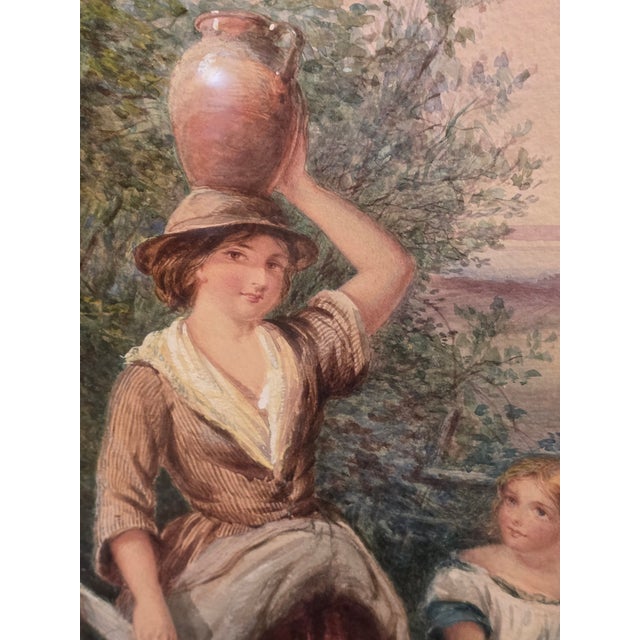 19th Century Watercolor Painting of Sisters by David Hardy For Sale - Image 9 of 14