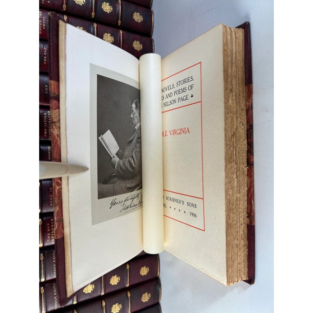 American Early 20th Century Illustrated Small Octavo Leather Volume Set, the Novels, Stories, Sketches and Poems of Thomas Nelson Page - 18 Books For Sale - Image 3 of 9