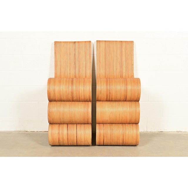 Contemporary Gabriella Crespi Style Italian Pencil Rattan Bar Stools, Pair For Sale - Image 3 of 12