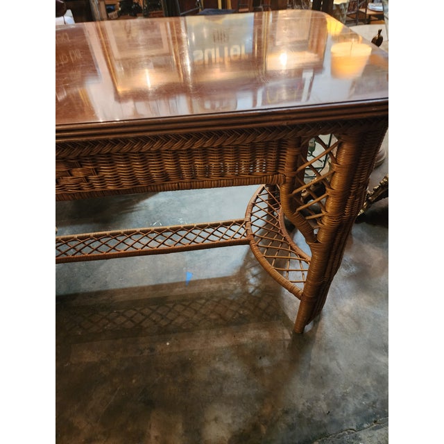 Vintage Wicker Desk Vanity For Sale - Image 4 of 12