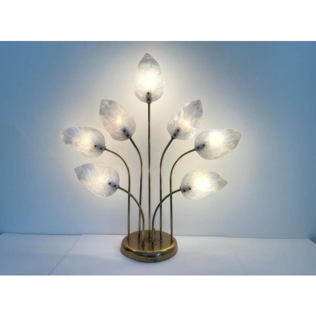 Mid-Century Modern Mother of Pearl Lucite Leaves Lamp, C1970 For Sale - Image 3 of 12