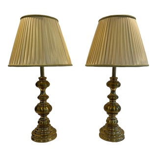Vintage Polished Brass Stiffel Table Lamps- a Pair For Sale