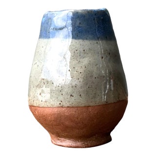 Vintage Blue and Gray Ceramic Vase For Sale