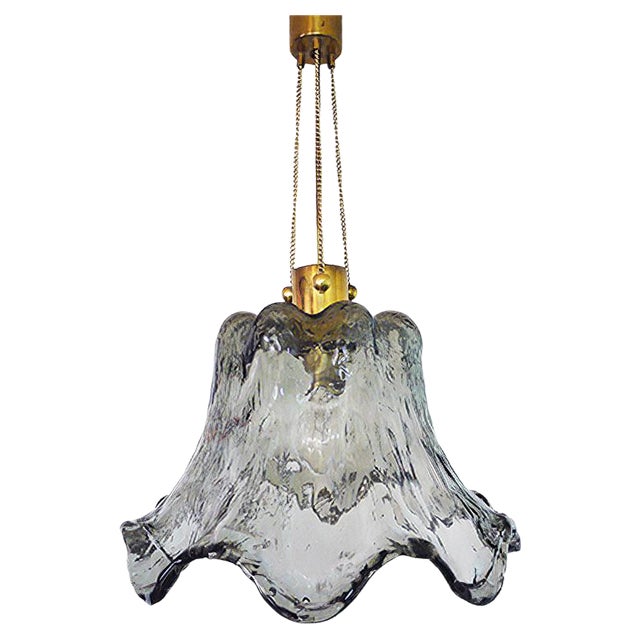 Italian Murano Glass & Brass Ceiling Lamp from Mazzega, 1960s For Sale