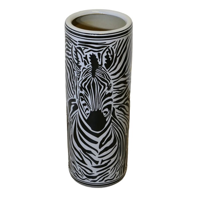 Large Zebra Floor Vase, 1970s For Sale